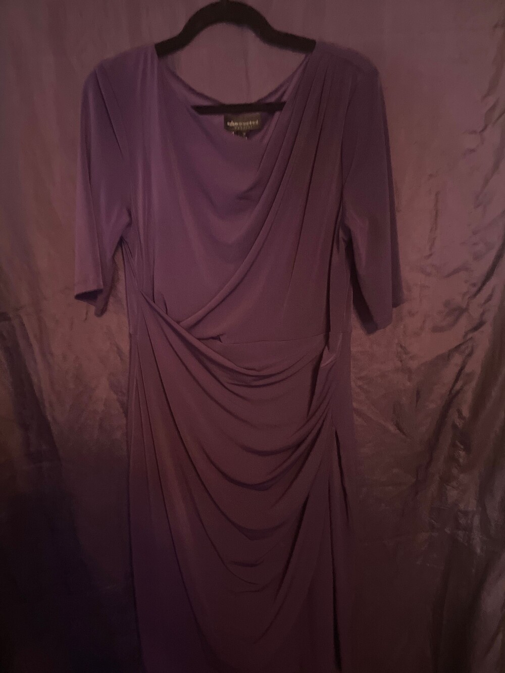 Purple connected apparel size 14 mid length three-quarter sleeves dress